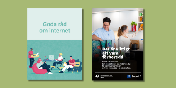 Broschyrer om att använda internet och om beredskap.